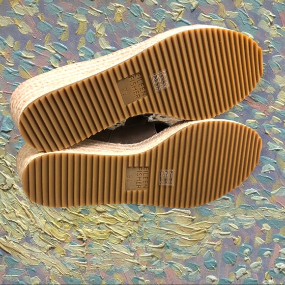 NWOT 👡 EILEEN FISHER Beckon Suede Jute Espadrille Wedge Sandals Bronze Metallic - Picture 12 of 15